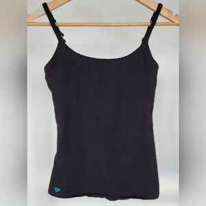 Organic Cotton Black Women's Camisole Top With Built In Bra S Adjustable